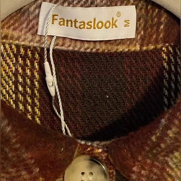 FANTASLOOK PLAID FLANNEL SHIRTS FOR WOMEN BUTTON DOWN SHACKET, Medium - Picture 3 of 7